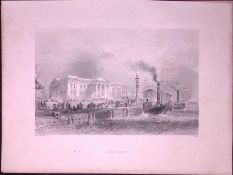 Greenock Harbour Scotland WH Bartlett 1842 Antique Steel Engraving-67