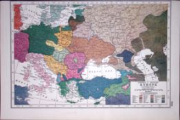 WW1 Central & Eastern Europe Nationalities Coloured Antique Map