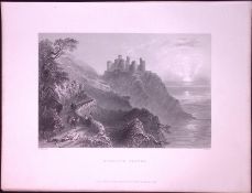 Harlech Castle Wales WH Bartlett 1842 Antique Steel Engraving-87