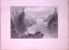 Bristol Suspension Bridge WH Bartlett 1842 Antique Steel Engraving-89