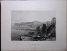 Robin Hood’s Bay Yorkshire WH Bartlett 183 Years-Old Antique Steel Engraving-60