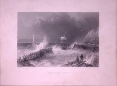 Cumbria Maryport Pier WH Bartlett 1842 Antique Steel Engraving-83