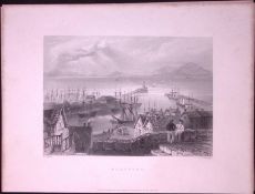 Cumbria Maryport Town & Harbour WH Bartlett 1842 Antique Steel Engraving-82