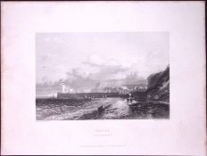 Whitby Yorkshire North West View WH Bartlett 183 Years-Old Antique Steel Engraving-39