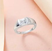 New! Finest CZ Signet Ring In Sterling Silver