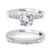 New! Lustro Stella - Set of 2 - White Cubic Zirconia Rings