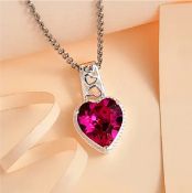 New! Fuchsia Austrian Crystal In Sterling Silver