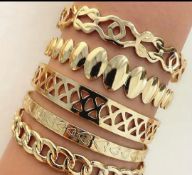 New! 5pc Set Irregular Pattern Bangles