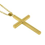 New! Cross Pendant In Gold Overlay Sterling Silver With Chain