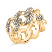 New! Designer Inspired Austrian White Crystal Curb Ring