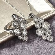 New! White Crystal Ring & Pendant With Chain