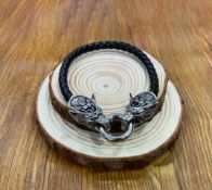 New! Wolf Head PU Leather Rope Bracelet
