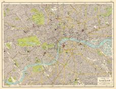 Antique Detailed Large Map London Central Showing Streets Places of Interest