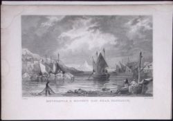 Cornwall Mousehole & Mounts Bay Antique 193 Years-Old Steel-Engraving-14