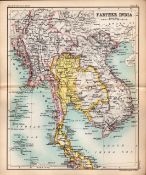 Farther India Area Double Sided Antique 1896 Map.