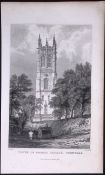 Cornwall Truro Tower of Probus Church Antique 193 Years-Old Steel-Engraving-26