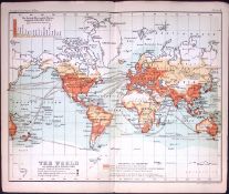 Commercial Chart of the World Double Sided Victorian Antique 1898 Map.