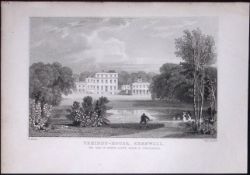 Cornwall A View of Tehidy Antique 193 Years-Old Steel-Engraving-12