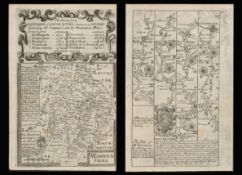 Bowen 290 Yrs Old Scarce Detailed Road Map Oxford to Coventry Banbury Nuneaton Derby.
