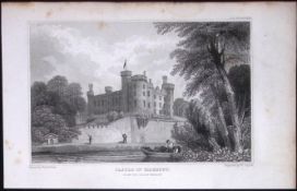 Kilkenny Castle View From The Lake 194 Years Old Antique Steel Engraving-24