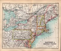 USA Eastern & Middle States Double Sided Victorian Antique 1896 Map.