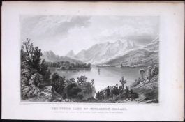 Kerry Upper Lake Killarney Ireland 194 Years Old Antique Steel Engraving-11