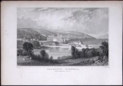Cornwall Falmouth Harbour Antique 193 Years-Old Steel-Engraving-29