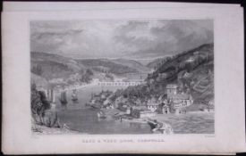 Cornwall East & West Looe Antique 193 Years-Old Steel-Engraving-41