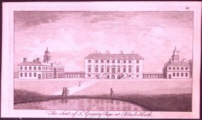Seat of St. Gregory Page Black Heath London Rare 1776 Copper Plate Antique Engraving -65