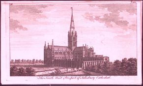 Salisbury Cathedral Rare 1776 Georgian Copper Plate Antique Engraving -88