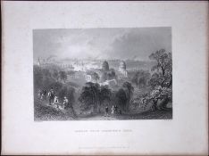 London From Greenwich Park WH Bartlett 183 Years-Old Antique Steel Engraving-2