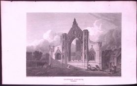 Howden Church Yorkshire Antique 213 Years-Old Steel-Engraving-24a