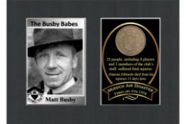 Man Utd Munich Disaster Sir Matt Busby 1958 Half Crown Coin & Card Display
