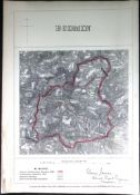 Bodmin Cornwall Boundary Commission Coloured 157-Year-Old Antique Map.