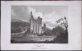 Byland Abbey Yorkshire Antique 213 Years-Old Steel-Engraving-19