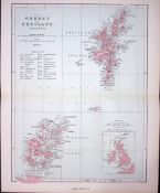 Orkney & Shetland Isles Scotland 150 Years-Old Coloured Antique 1875 Map-17