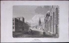 Oxford View of The High Street Antique 212 Years-Old Steel-Engraving-41