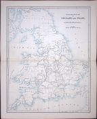 England & Wales Navigation 150 Years-Old Coloured Antique 1875 Map-19