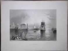 Holyhead Harbour Anglesey Wales WH Bartlett 1842 Antique Steel Engraving-98