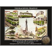 Blackpool Tramway First Opened Original 1885 Penny Coin Designed Metal Plaque