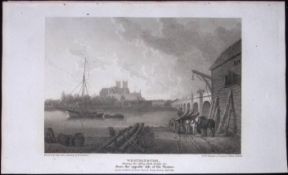 London View of Westminster From The Thames Antique 200 Years-Old Steel-Engraving-84