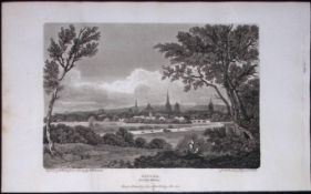 Oxford View of The City Antique 212 Years-Old Steel-Engraving-40
