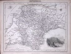 Devonshire Antique Detailed 193 Years-Old Steel-Engraved Map