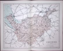 County Cheshire 150 Years-Old 1875 Coloured Detailed Antique 1875 Map-32