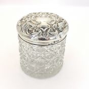 Antique Sterling Silver Cut Glass Dressing Table/Vanity Jar C.1902