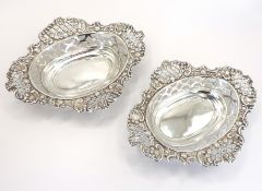 Matching Pair Solid Silver Bon Bon Dishes William Hutton & Sons c. 1901
