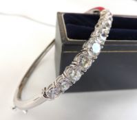 Sterling Silver Cubic Zirconia Bangle Bracelet New With Gift Box