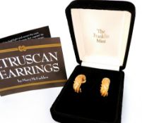 Mary McFadden Etruscan Earrings For Franklin Mint Boxed With Certificate