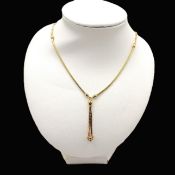 Gold On 925 Silver Lariat Tassel Necklace New With Gift Pouch