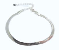 925 Silver Flat Link Chain Bracelet New With Gift Pouch